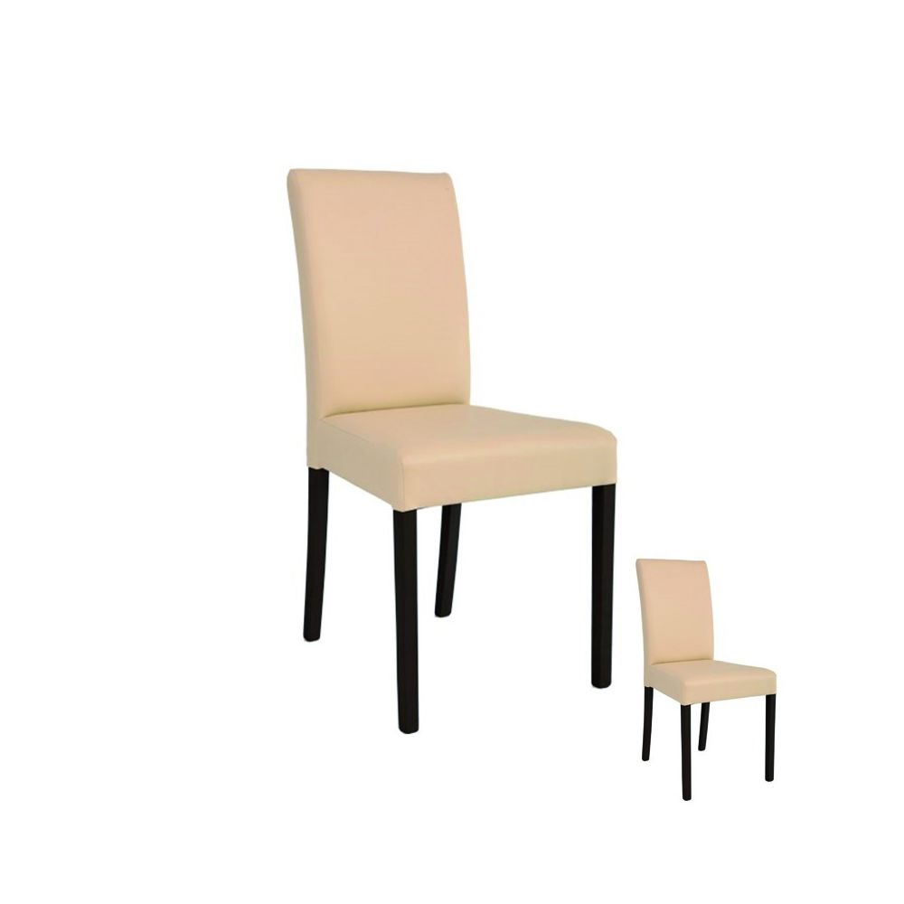 Tousmesmeubles - Duo de chaises Simili Cuir Beige - SONIA - Chaises