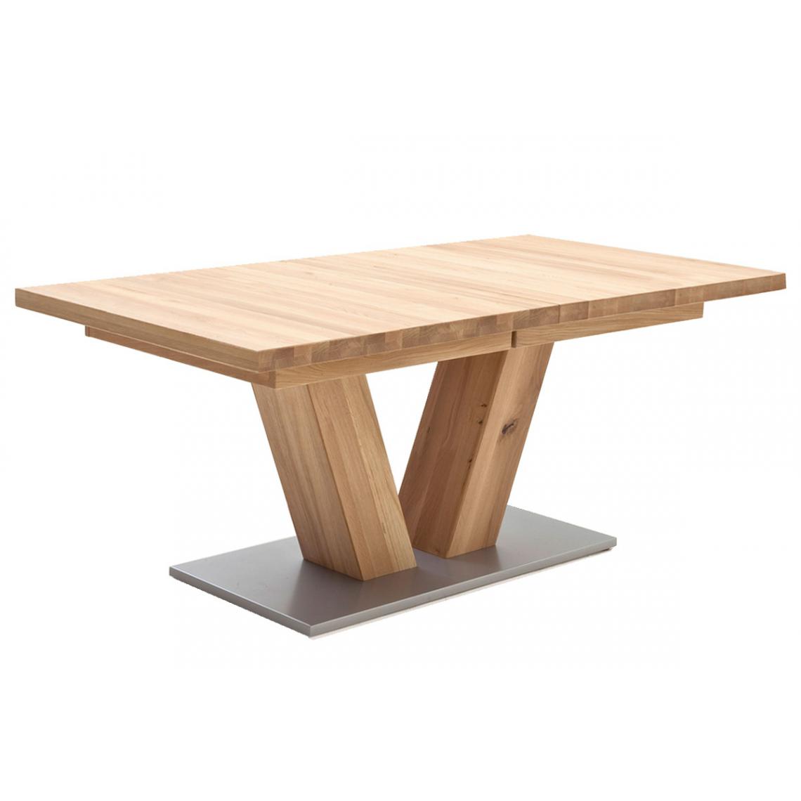 Pegane - Table à manger extensible en chêne massif bianco - Longueur 180-270 x Hauteur 78 x Profondeur 100 cm - Tables à manger