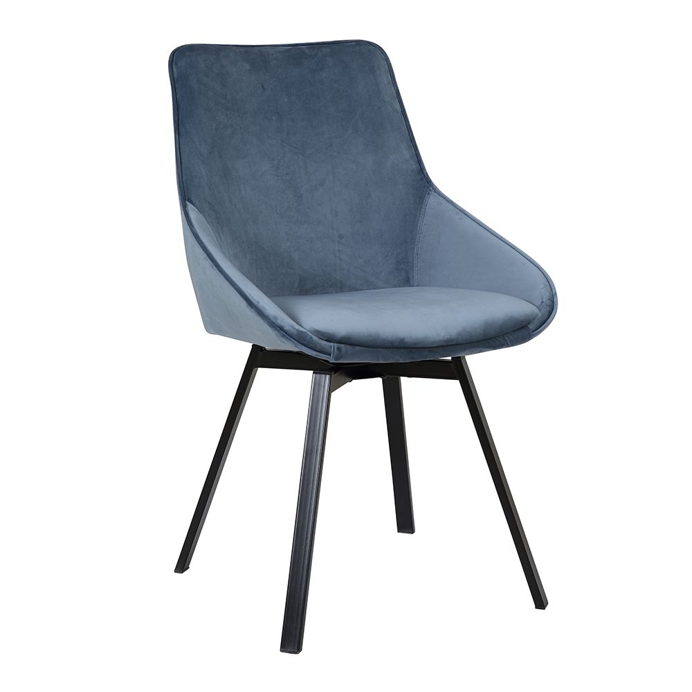 Nouvomeuble - Chaise bleue en velours MATOURY (lot de 2) - Chaises