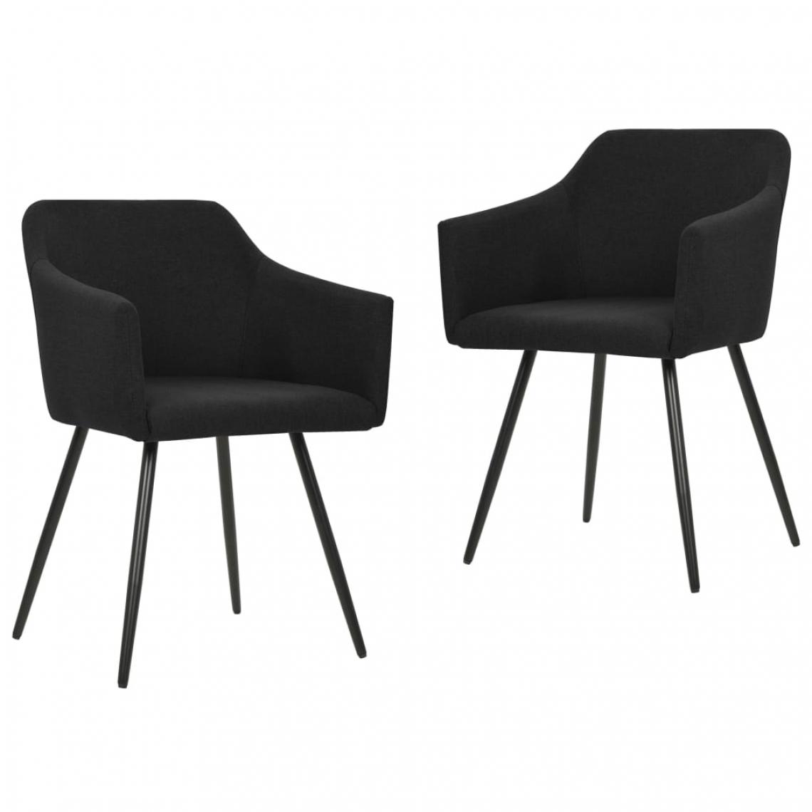 Decoshop26 - Lot de 2 chaises de salle à manger cuisine design moderne en tissu noir CDS020876 - Chaises