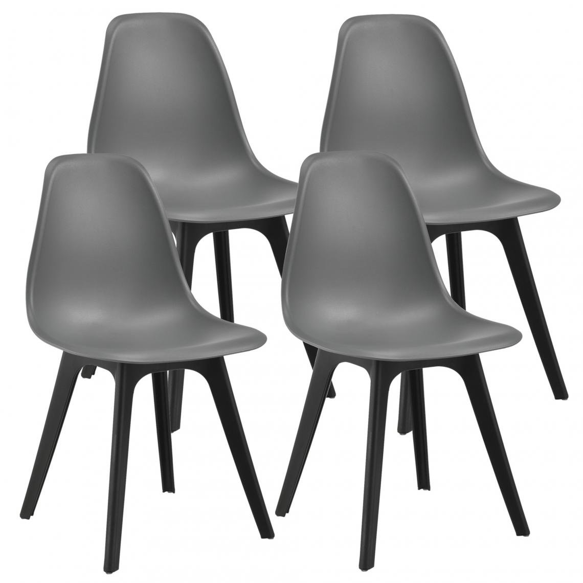 Decoshop26 - Set de 4 Chaises Design Chaise de Cuisine Salle à Manger Plastique Gris et Noir 03_0003707 - Chaises