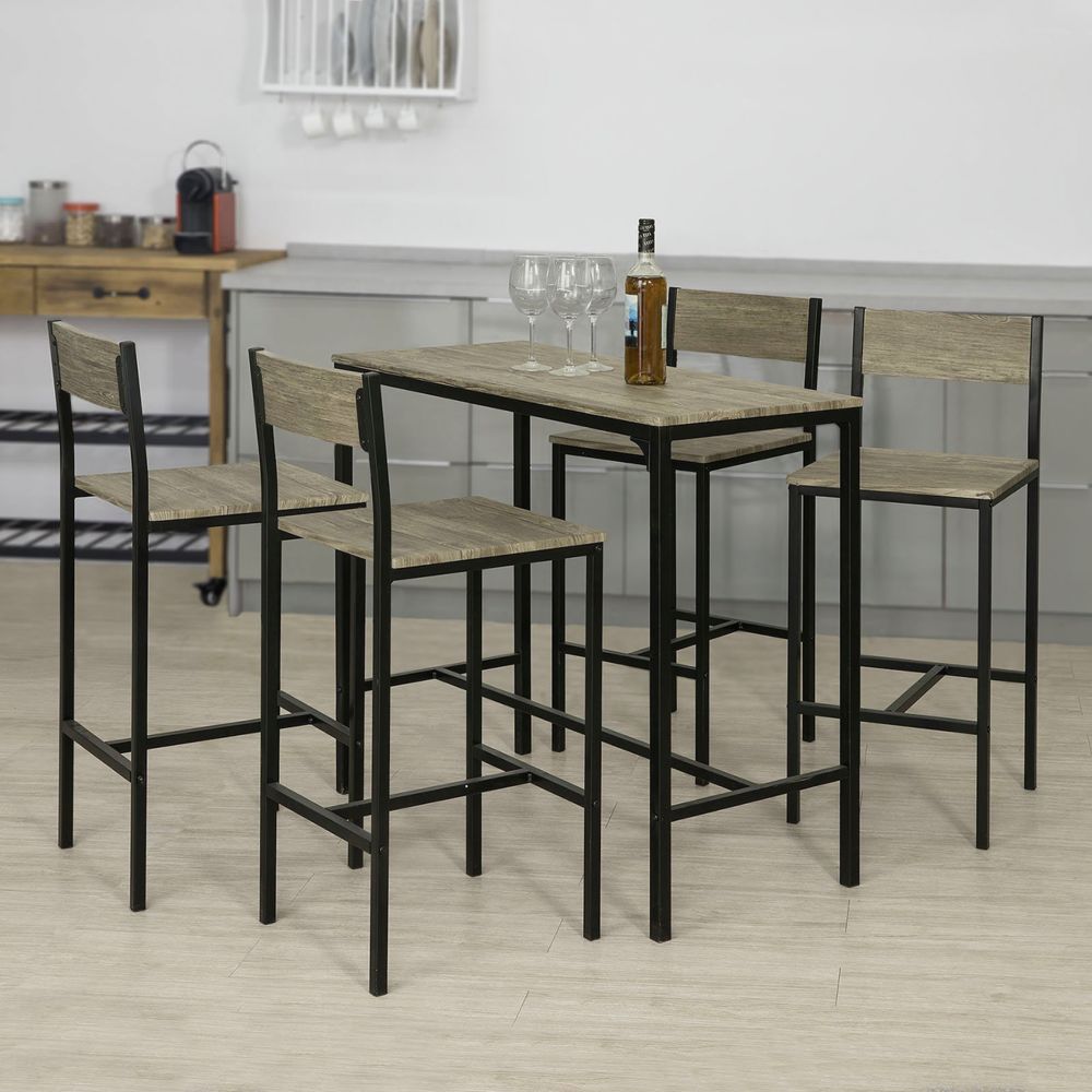 Sobuy - SoBuy® OGT14 Set de 1 Table + 4 chaises Ensemble table de bar + 4 tabourets de bar - Tables à manger