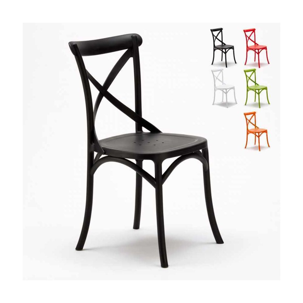 Ahd Amazing Home Design - Stock 20 chaises restaurant bar polypropylène Vintage brasserie, Couleur: Noir - Chaises