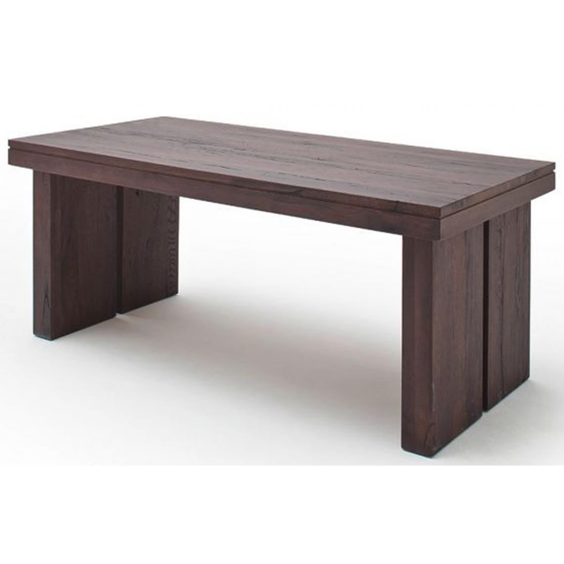 Pegane - Table à manger rectangulaire en chêne massif patiné laqué mat - L.260 x H.76 x P.100 cm - Tables à manger