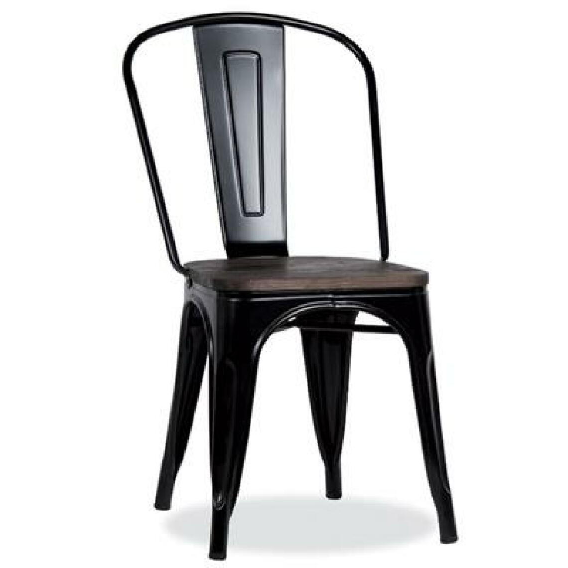 Kasalinea - Chaise industrielle en acier et bois HOLLY (lot de 4), 2 coloris-L 44 x P 51 x H 84 cm- Noir - Chaises