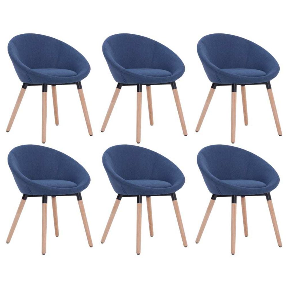 marque generique - Icaverne - Chaises de cuisine reference 6 pcs Chaises de salle à manger Bleu Tissu - Chaises