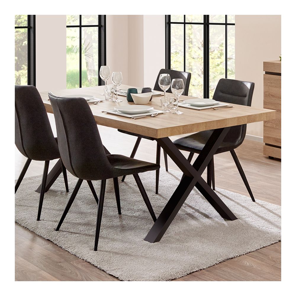 Nouvomeuble - Table 200 cm contemporaine couleur bois clair MARLON - Tables à manger