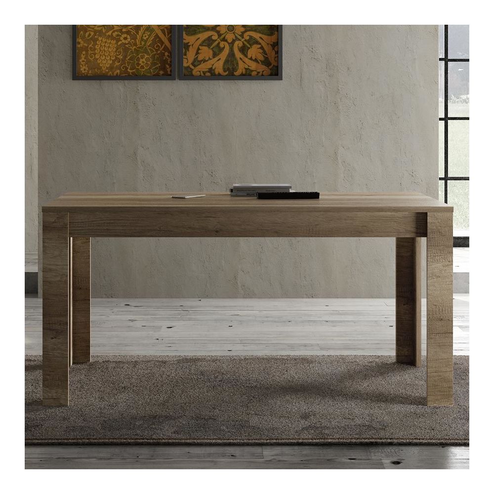 Kasalinea - Table à manger contemporaine couleur chêne ROMANE - L 160 cm - Sans rallonge - Tables à manger