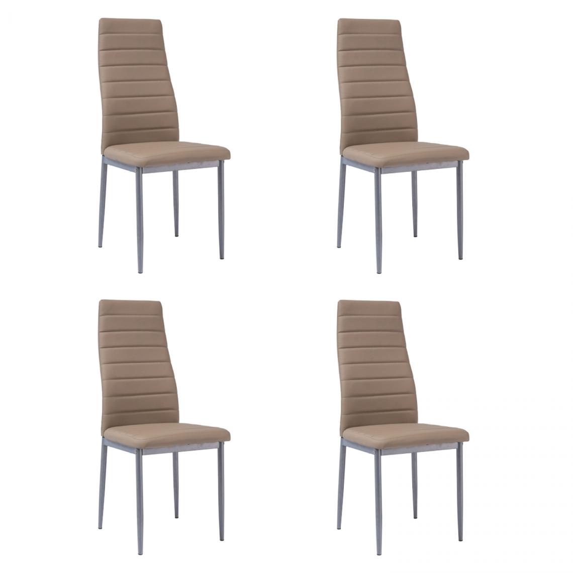 Hucoco - WERI - Lot de 4 chaises minimalistes - 96x40x38 cm - Revêtement similicuir - Chaise salon - Marron - Chaises