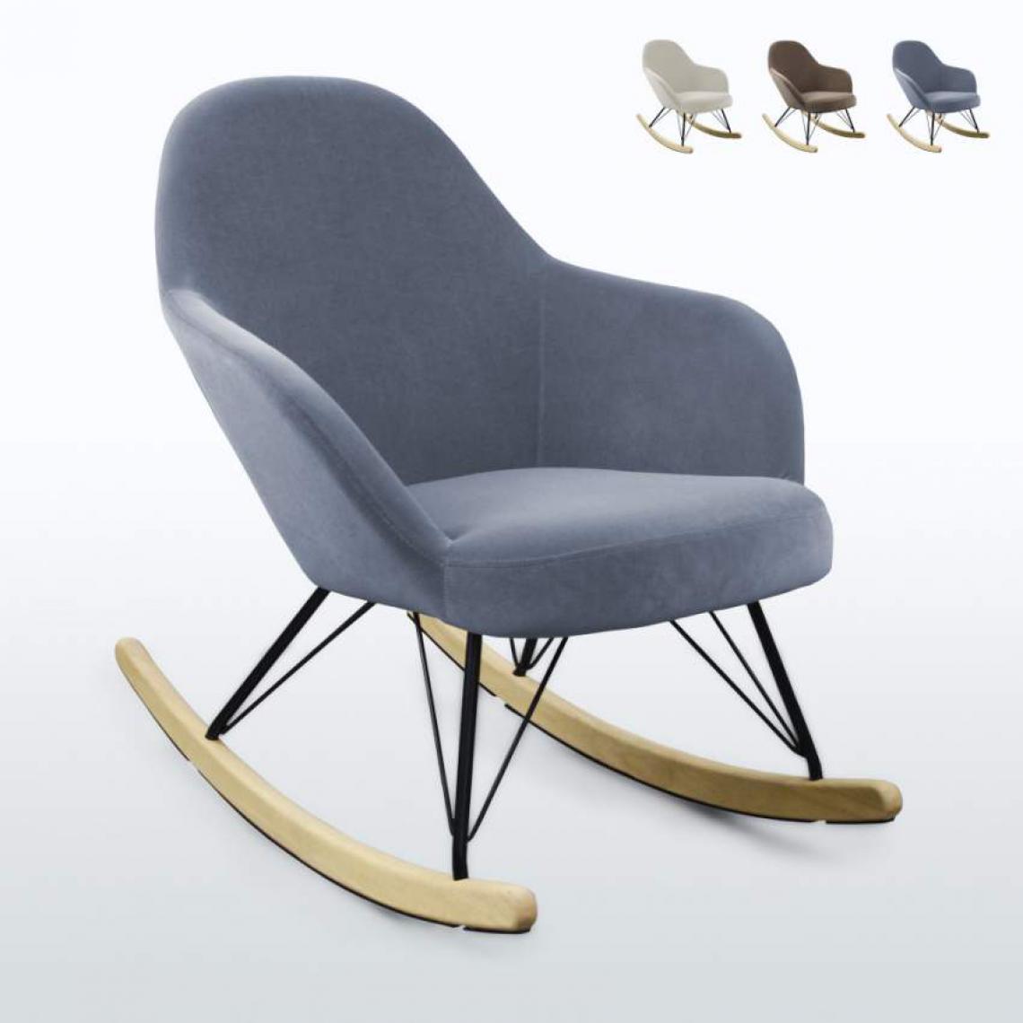 Ahd Amazing Home Design - Chaise à bascule au design moderne Eiffel ROCKing en velours, Couleur: Gris foncé - Chaises
