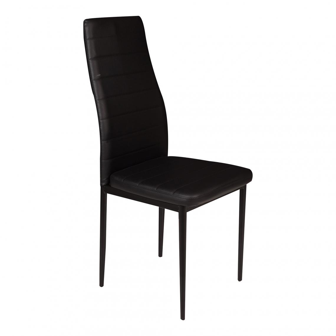 Alter - Chaise en éco-cuir rembourrée avec coutures apparentes et pieds en métal, Fauteuil pour salle à manger, cm 46x41h97, Couleur noire - Chaises