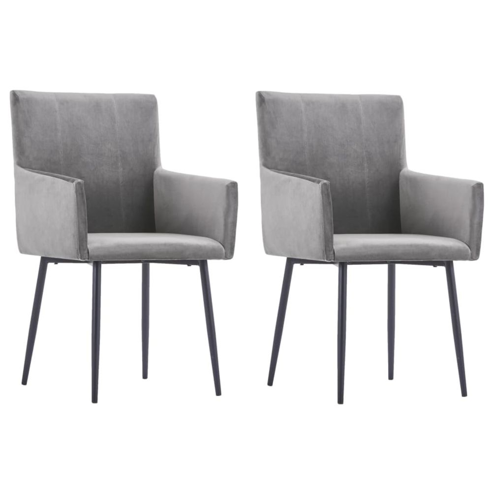 marque generique - Chic Fauteuils et chaises ensemble Monrovia Chaises de salle à manger avec accoudoirs 2 pcs Gris Velours - Chaises