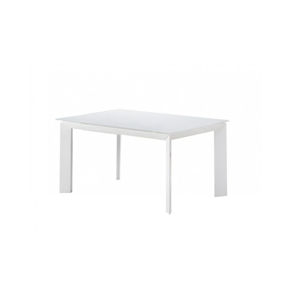 Meubletmoi - Table extensible 140 à 200 cm rectangulaire plateau verre blanc - FUJI - Tables à manger