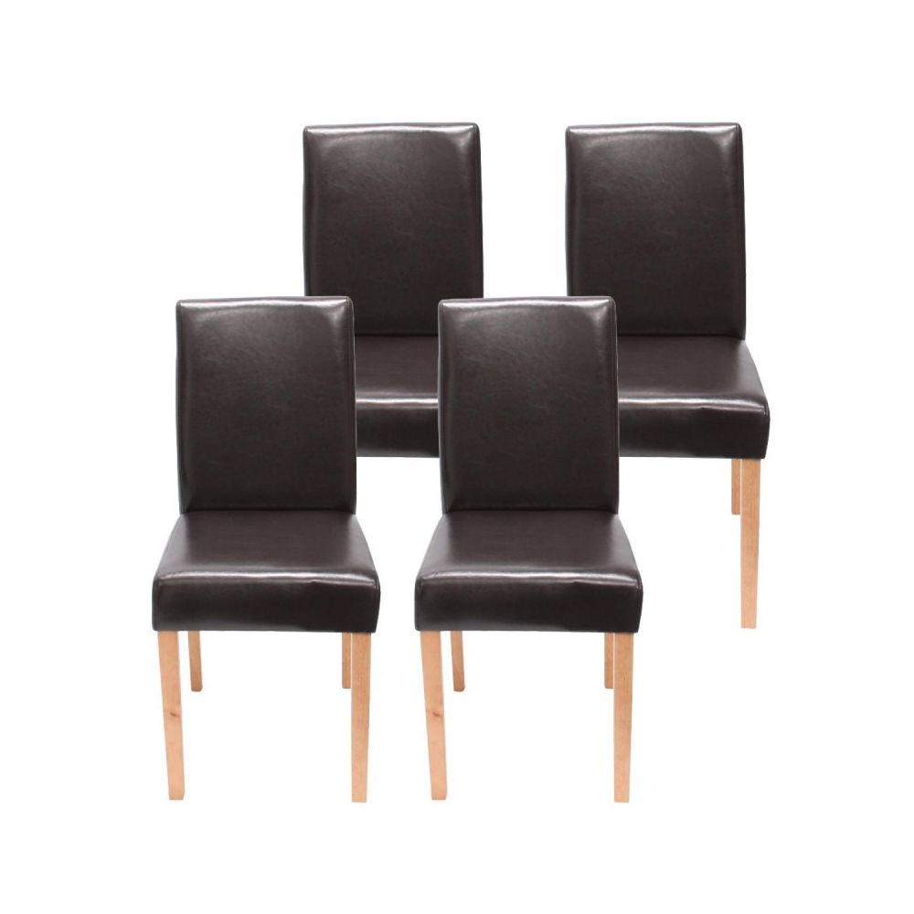 Decoshop26 - Lot de 4 chaises de salle à manger simili-cuir marron pieds clairs CDS04140 - Chaises