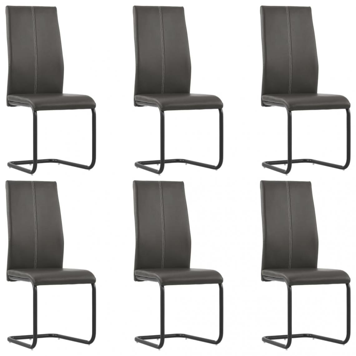 Decoshop26 - Lot de 6 chaises de salle à manger cuisine cantilever design moderne similicuir marron CDS022306 - Chaises