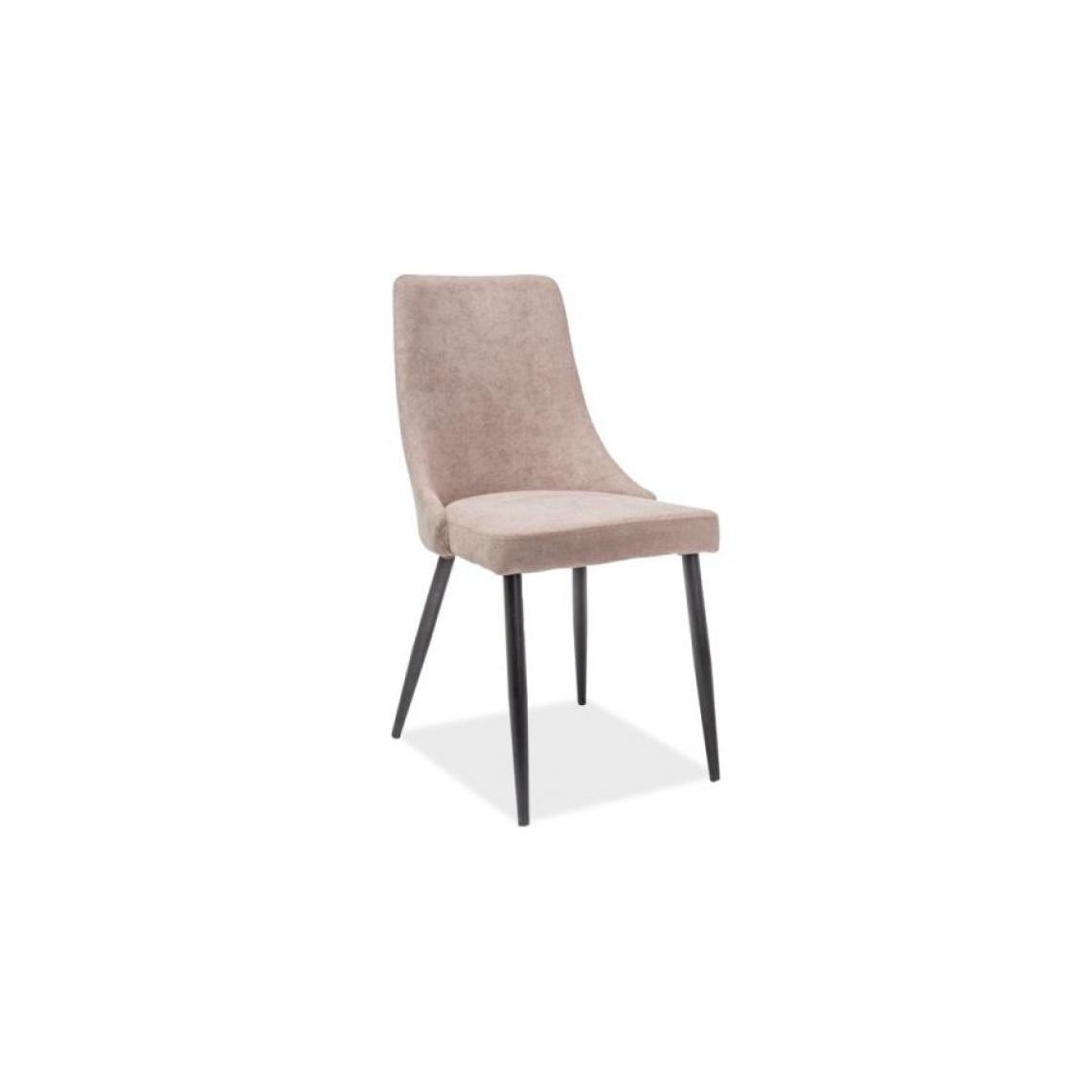 Hucoco - NOBEN - Chaise matelassée avec pieds en métal salon/salle à manger - 91x46x43 cm - Rembourrée en tissu - Base robuste - Beige/Chêne - Chaises