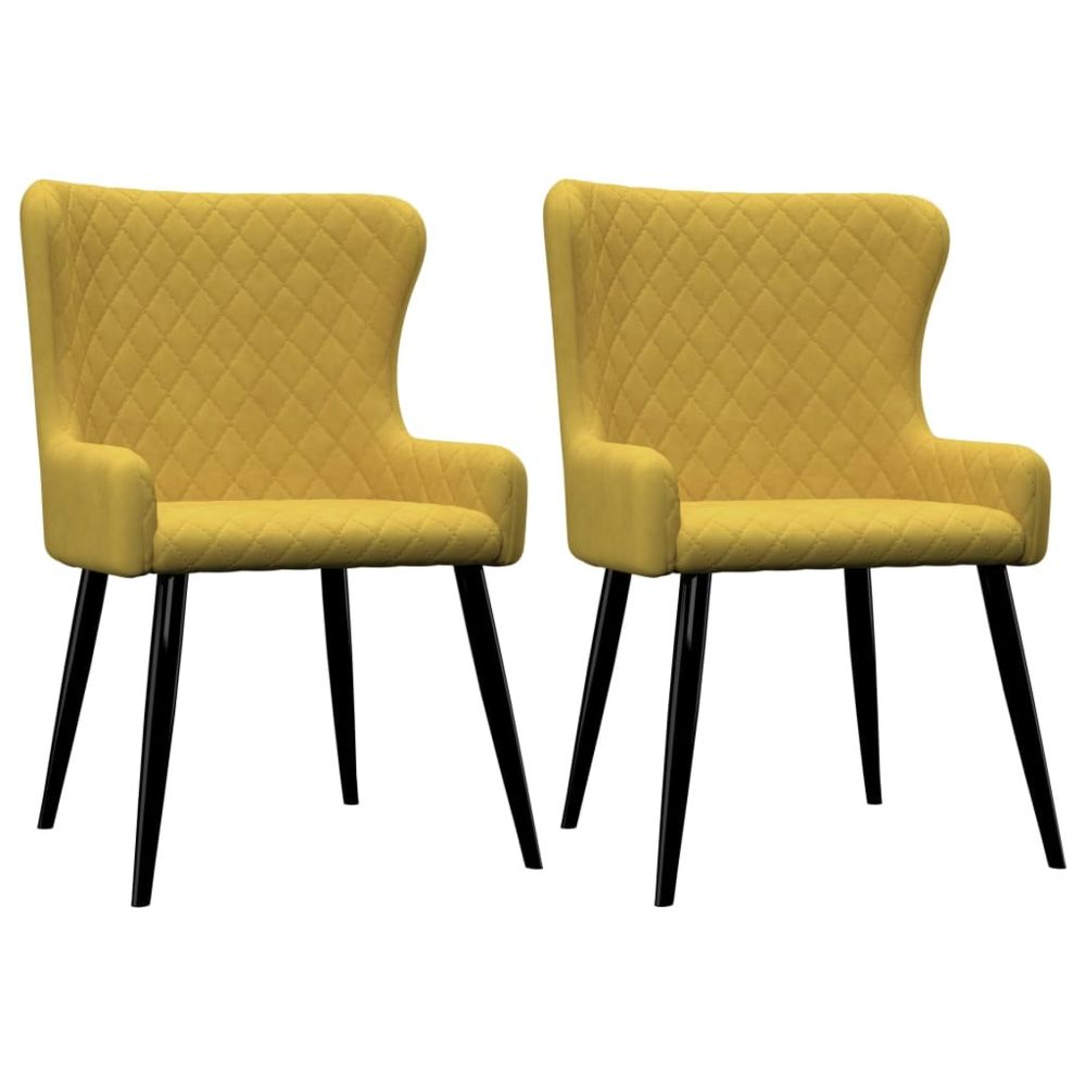 marque generique - Admirable Fauteuils et chaises gamme Doha Chaises de salle à manger 2 pcs Jaune Velours - Chaises