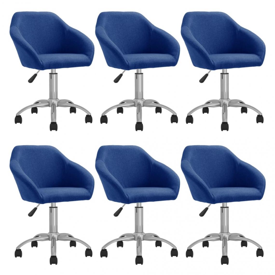 Vidaxl - vidaXL Chaises pivotantes de salle à manger 6 pcs Bleu Tissu - Chaises