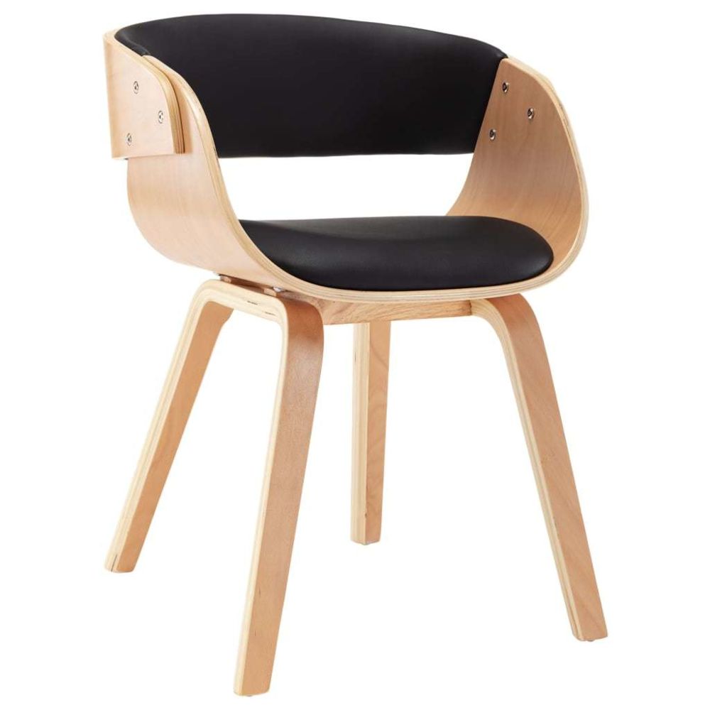 marque generique - Icaverne - Chaises de cuisine ensemble Chaise de salle à manger Noir Bois courbé et similicuir - Chaises