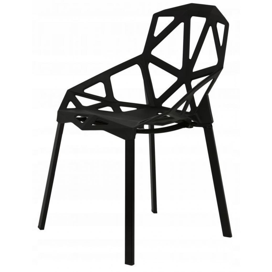 Hucoco - MSTORE - Lot de chaises 4pcs style moderne salle à manger/cuisine - 86x55x52 - Pieds en acier - Noir - Chaises