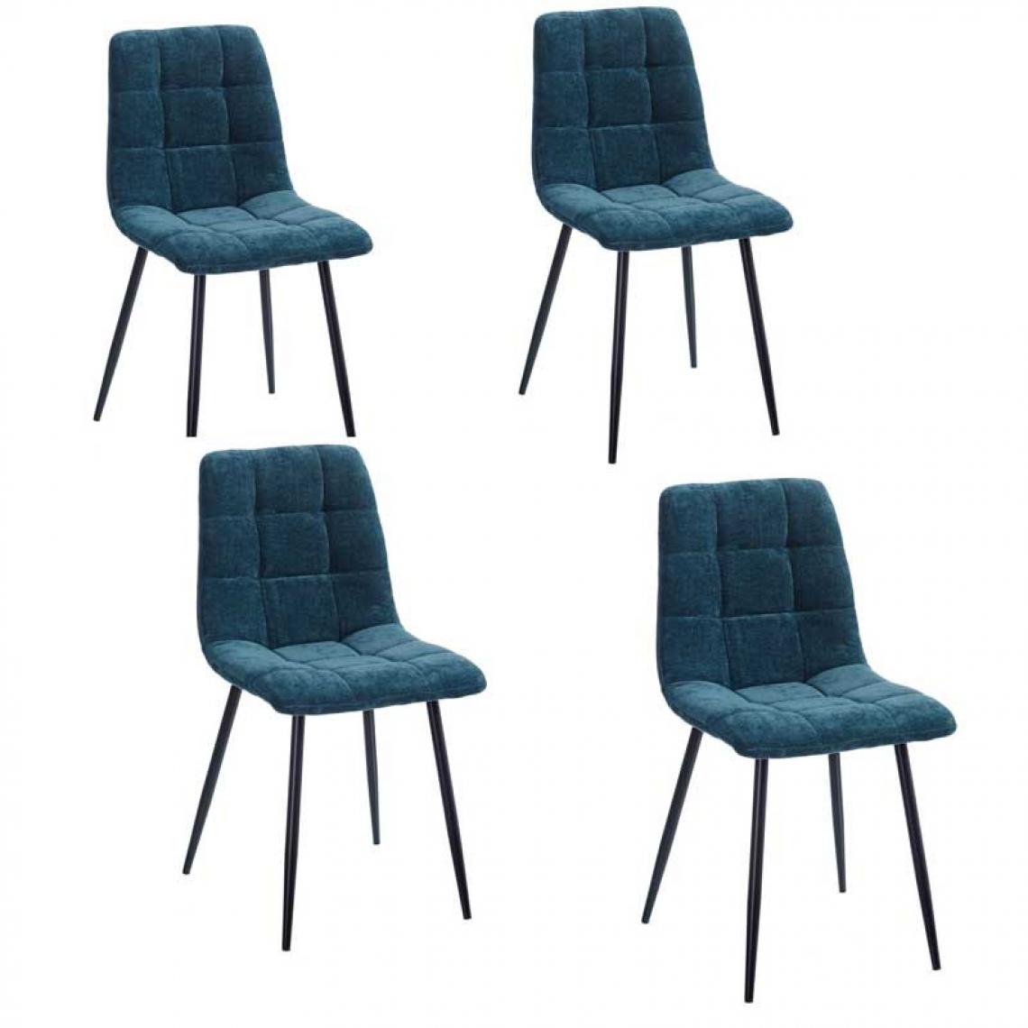 Tousmesmeubles - Quatuor de chaises Tissu/Métal Bleu Foncé - MIPANDO - Chaises
