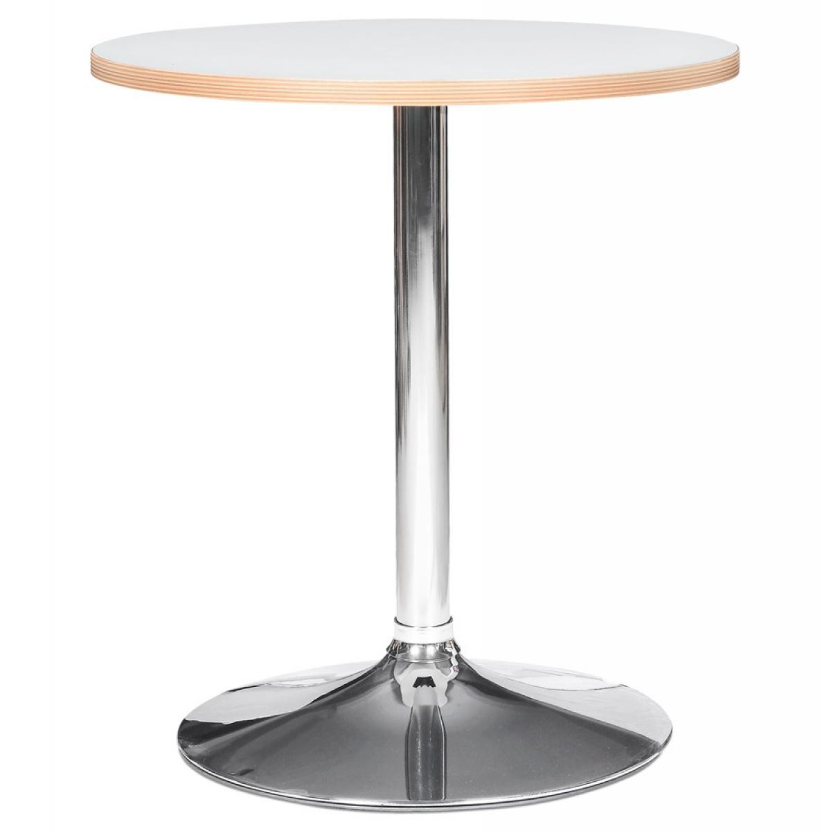 Alterego - Table ronde 'CASTO ROUND' blanche et pied chromé - Ø 80 cm - Tables à manger