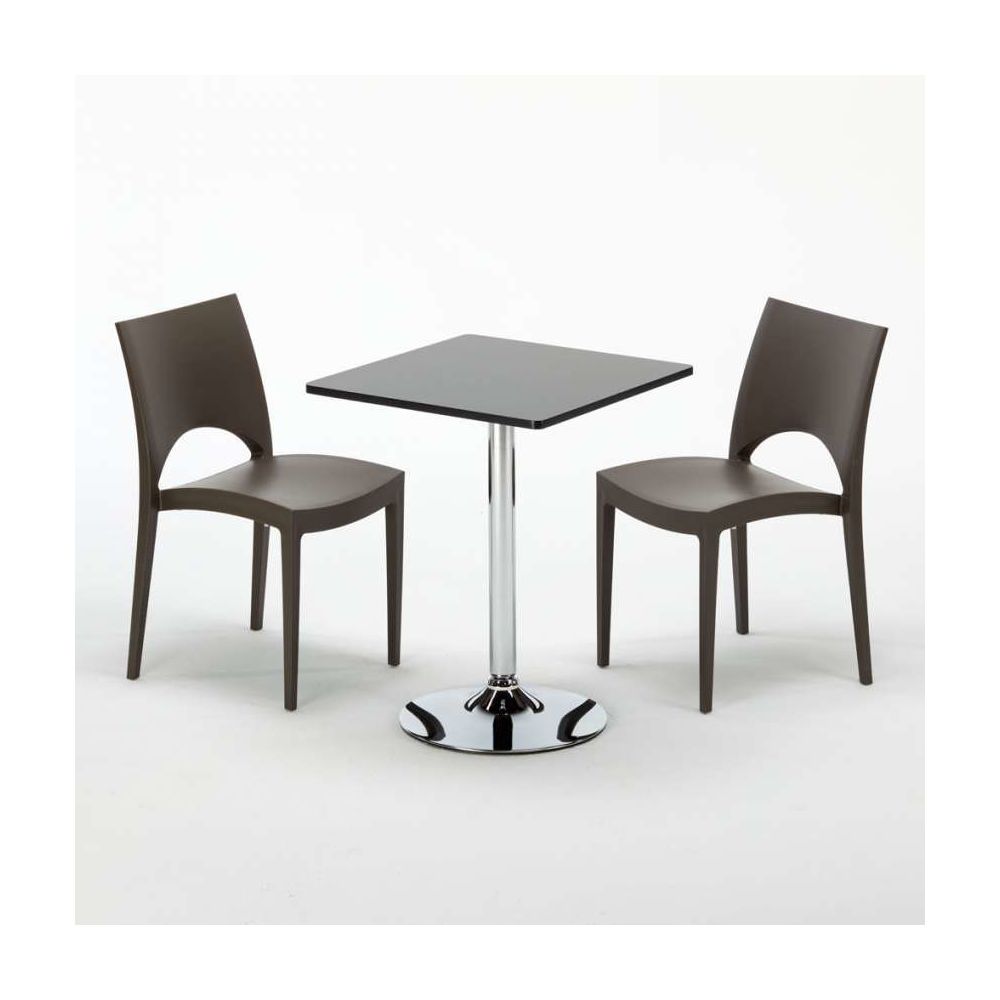 Grand Soleil - Table Noir et 2 Chaises Colorées Polypro - Chaises
