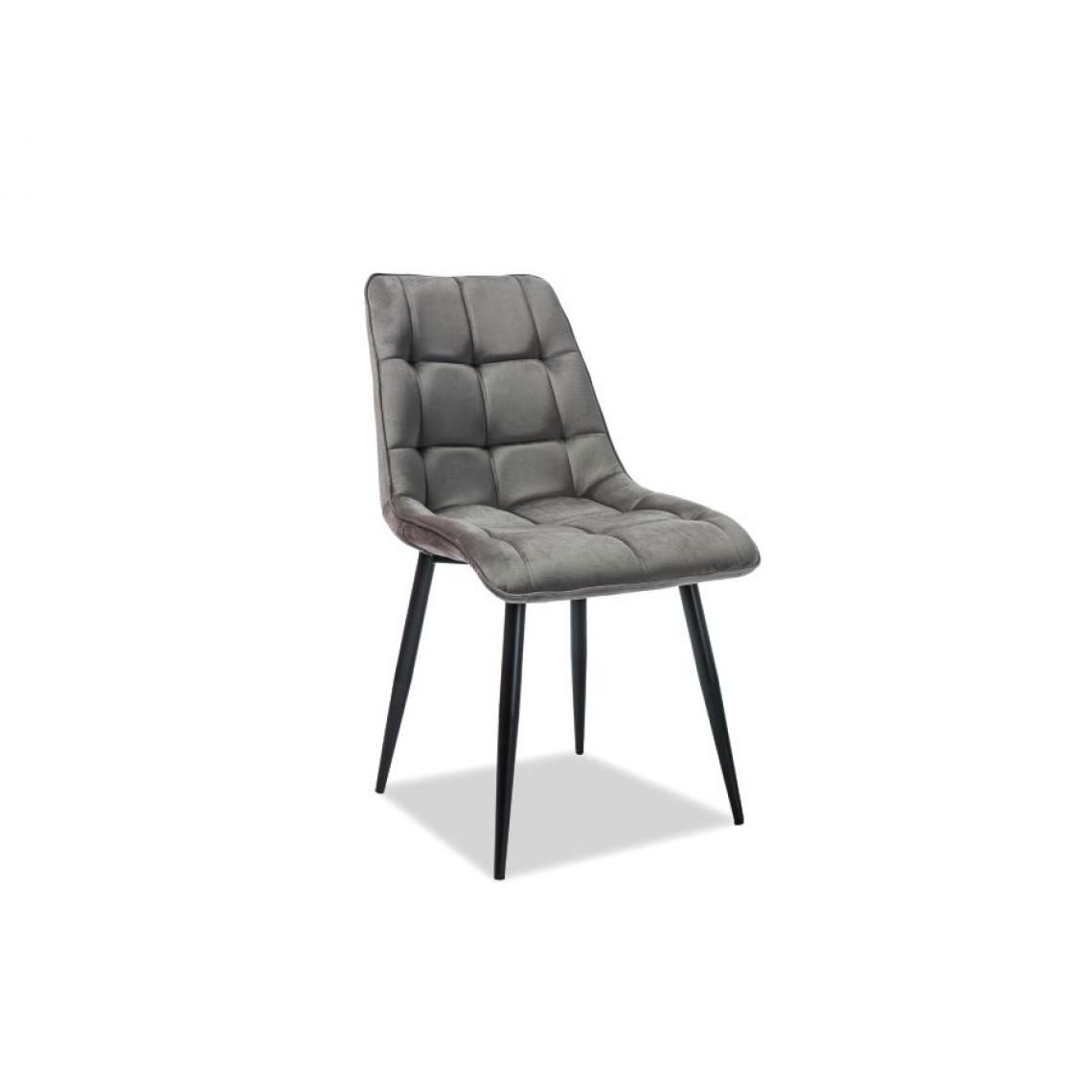 Hucoco - CONE | Chaise moderne matelassé salon bureau | Dimensions 89x51x44 cm | Rembourrage en velours | Pieds en métal mats - Gris - Chaises