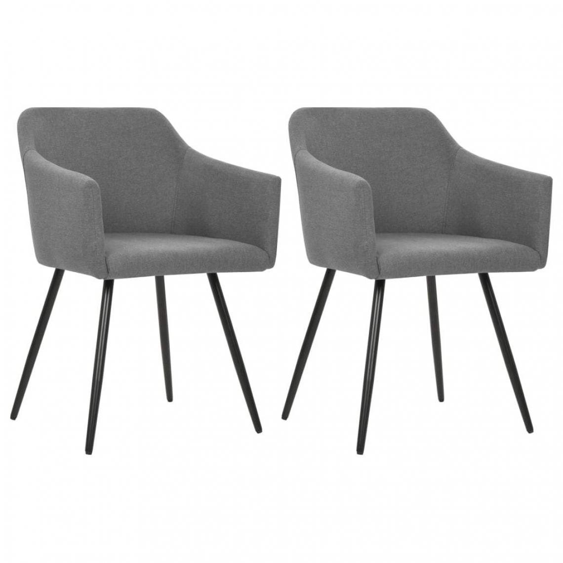 Decoshop26 - Lot de 2 chaises de salle à manger cuisine style moderne tissu gris clair CDS020498 - Chaises