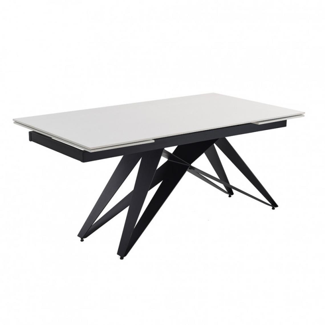 Meubletmoi - Table extensible 160/240 cm céramique blanc pied géométrique - OREGON 03 - Tables à manger