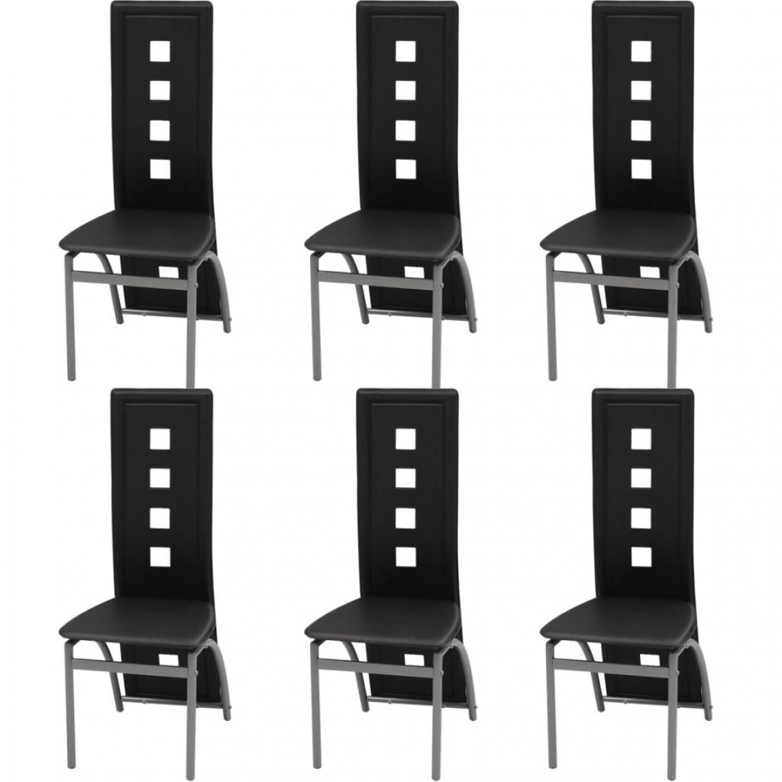 Chunhelife - Chaises de salle à manger 6 pcs Noir Similicuir - Chaises