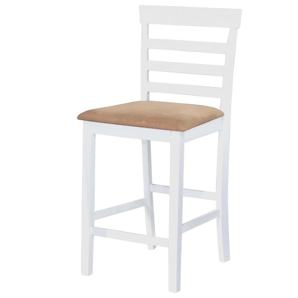 marque generique - Icaverne - Tabourets et chaises de bar ensemble Chaise de bar 2 pcs Bois Blanc et beige - Chaises