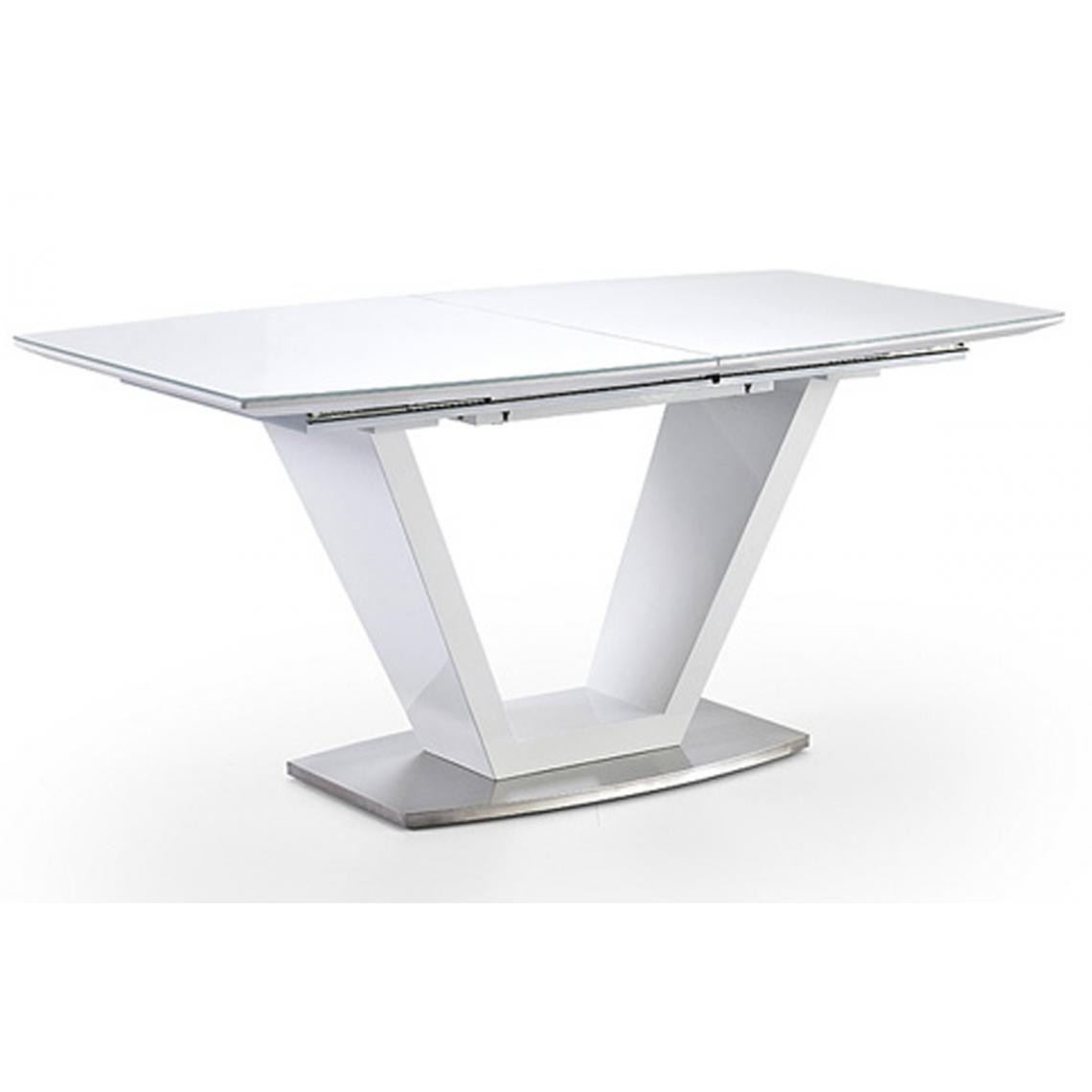 Pegane - Table à manger extensible laqué blanc brillant - L.160-220 x H.76 x P.90 cm - Tables à manger