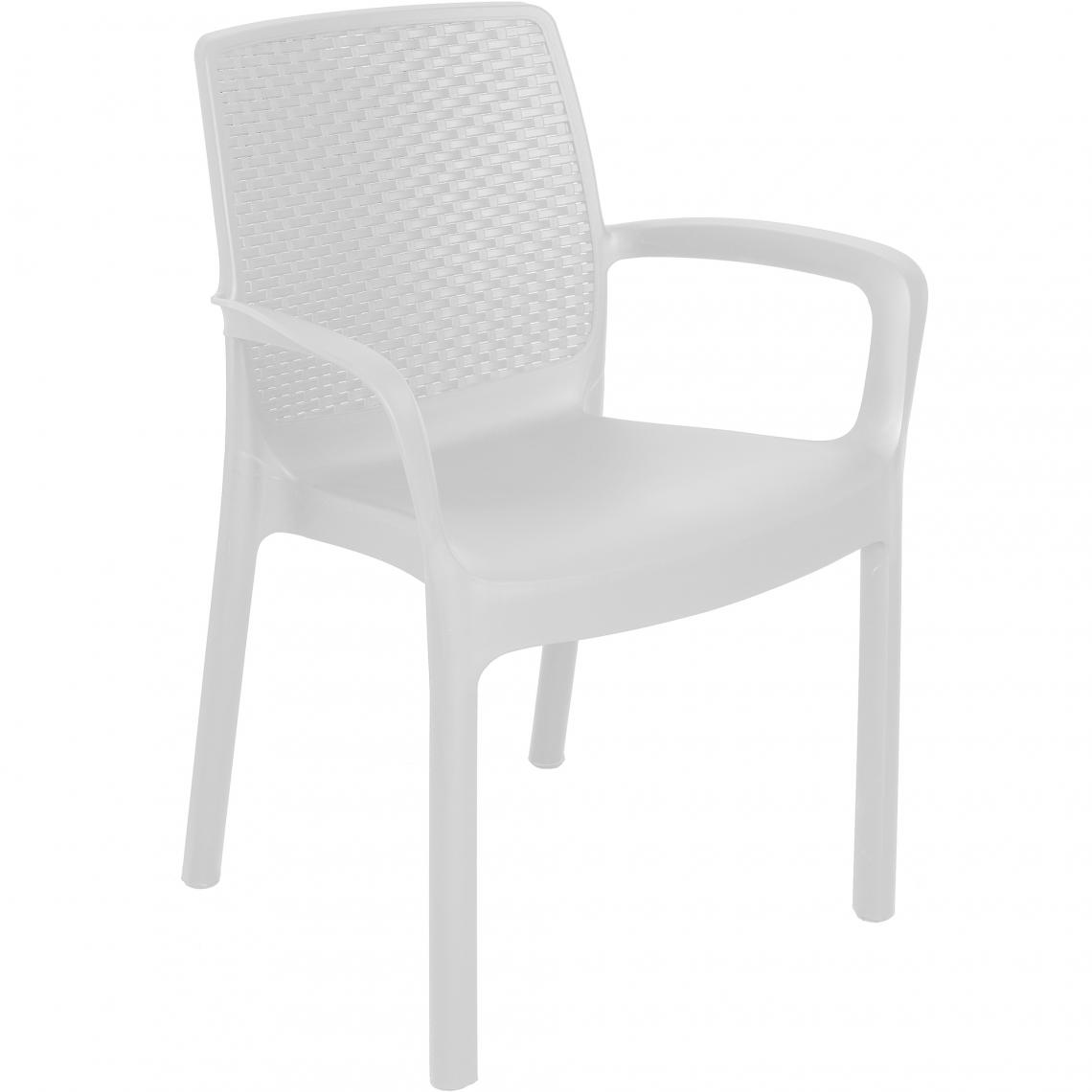 Alter - Chaise empilable effet rotin, Made in Italy, couleur blanche, Dimensions 54 x 82 x 60,5 cm - Chaises