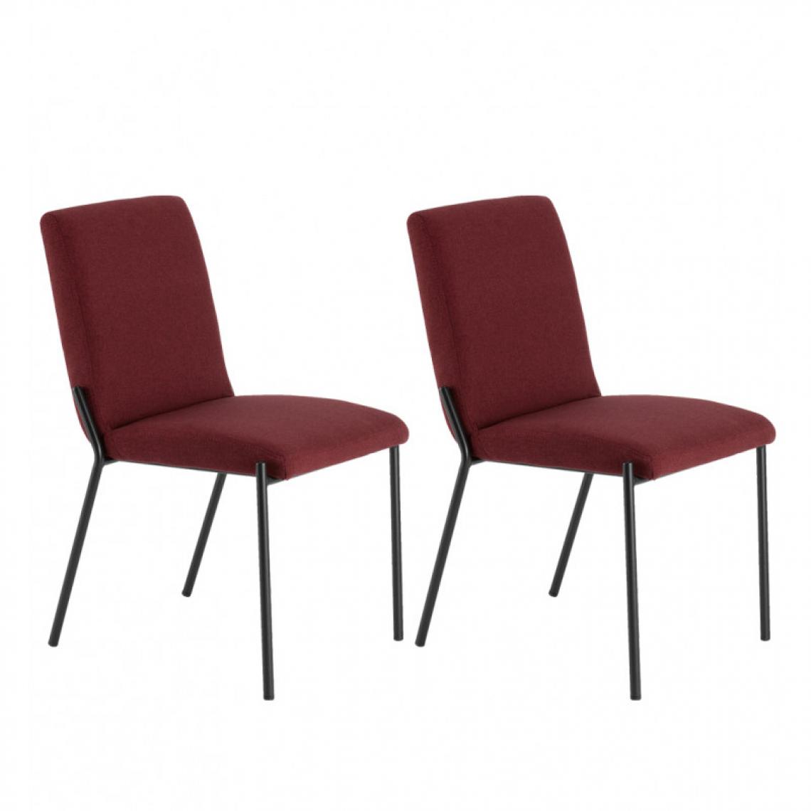 Meubletmoi - Lot de 2 chaises piètement en métal noir et tissu rouge - OFFICE 1500 - Chaises
