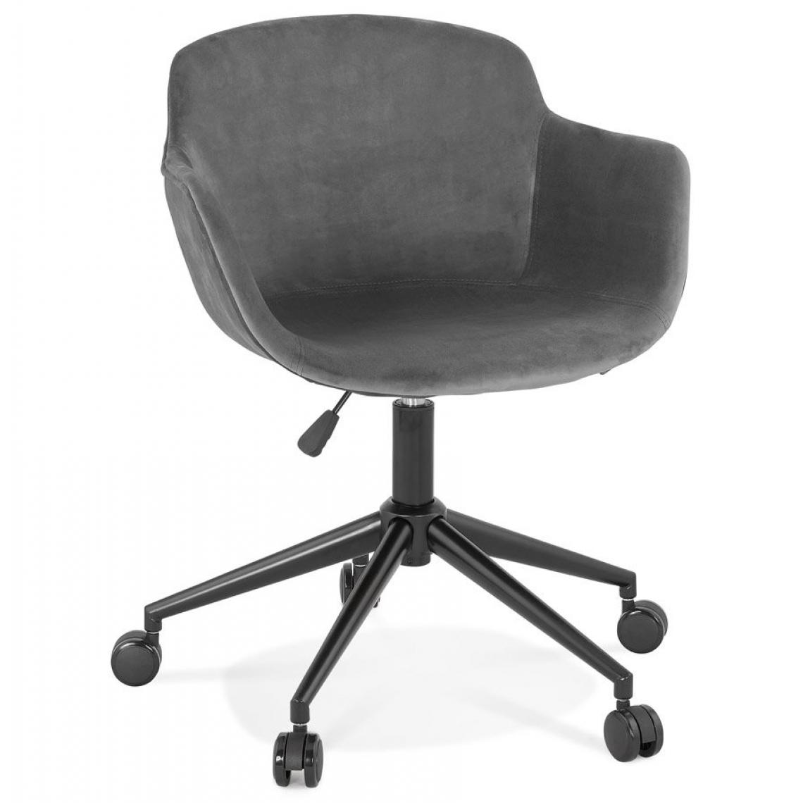 Alterego - Chaise de bureau 'ROLLING' en velours gris sur roulettes - Chaises