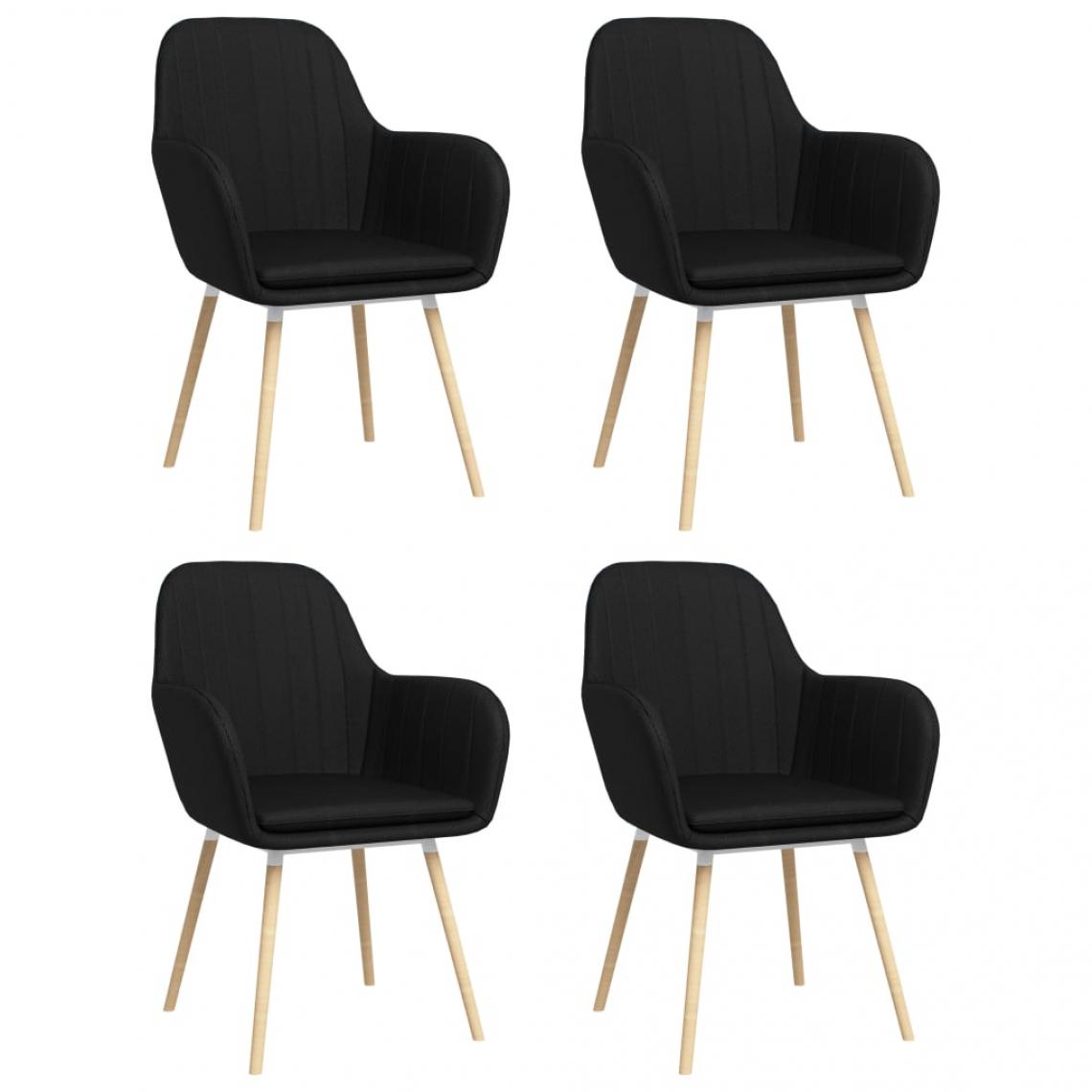 Decoshop26 - Lot de 4 chaises de salle à manger cuisine avec accoudoirs design élégant tissu noir CDS021212 - Chaises