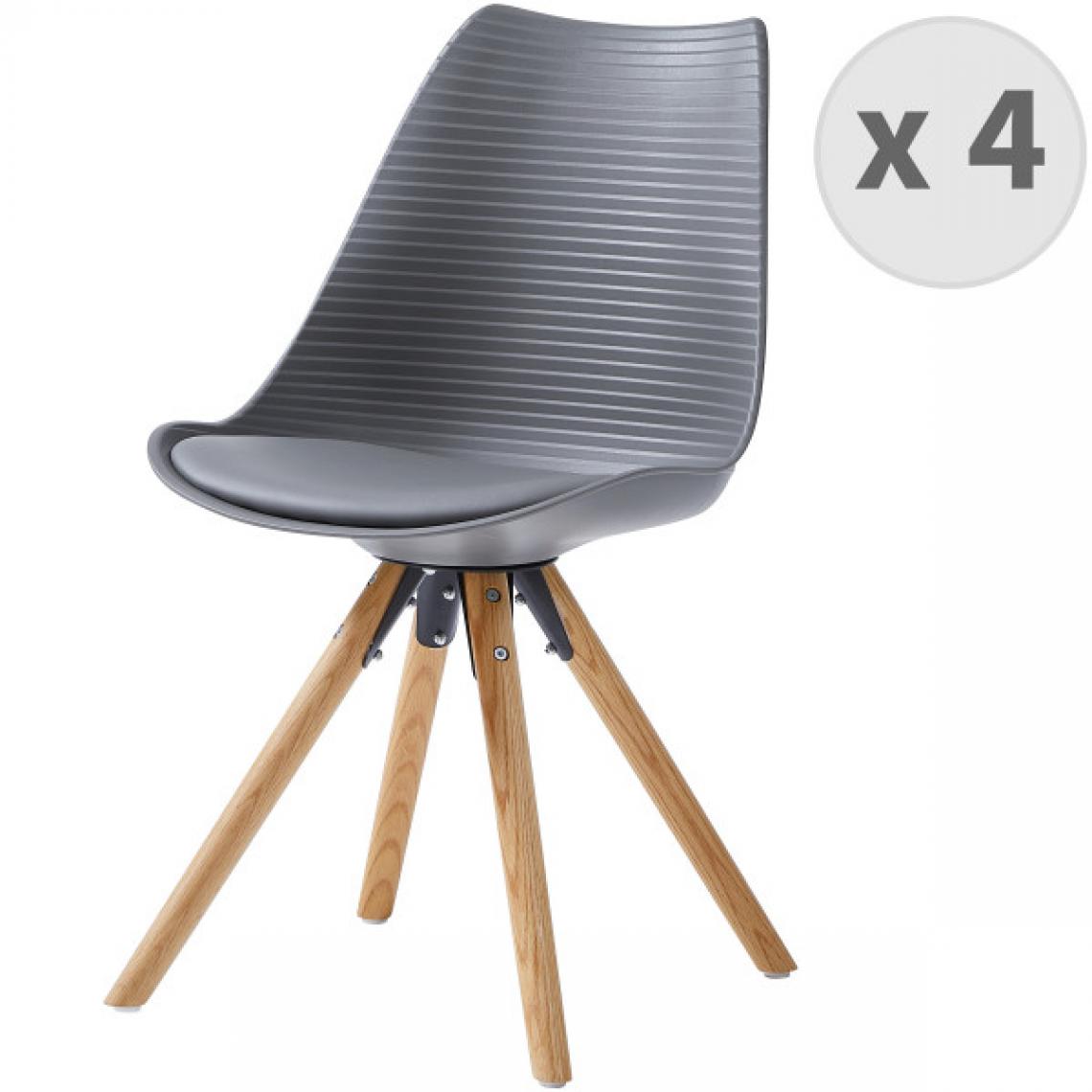 Moloo - CROSS-Chaise scandinave gris pieds chêne (x4) - Chaises