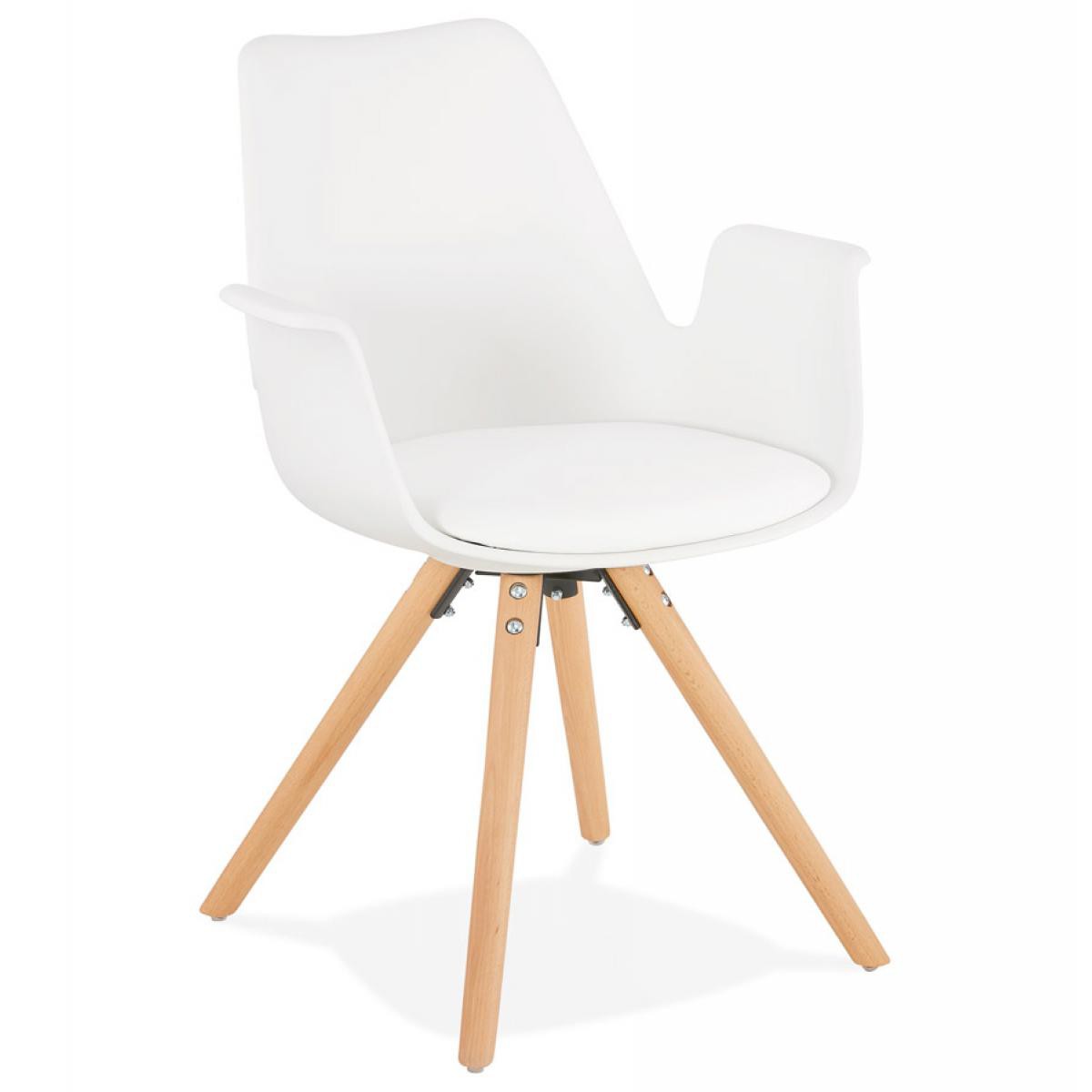 Alterego - Chaise avec accoudoirs 'ZALIK' blanche style scandinave - Chaises