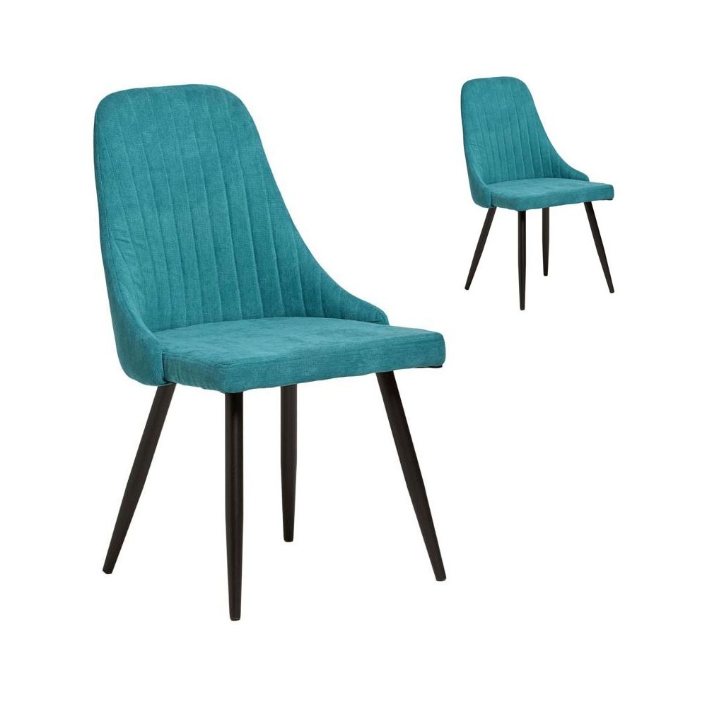 Tousmesmeubles - Duo de Chaises tissu Turquoise - SAM n°1 - Chaises