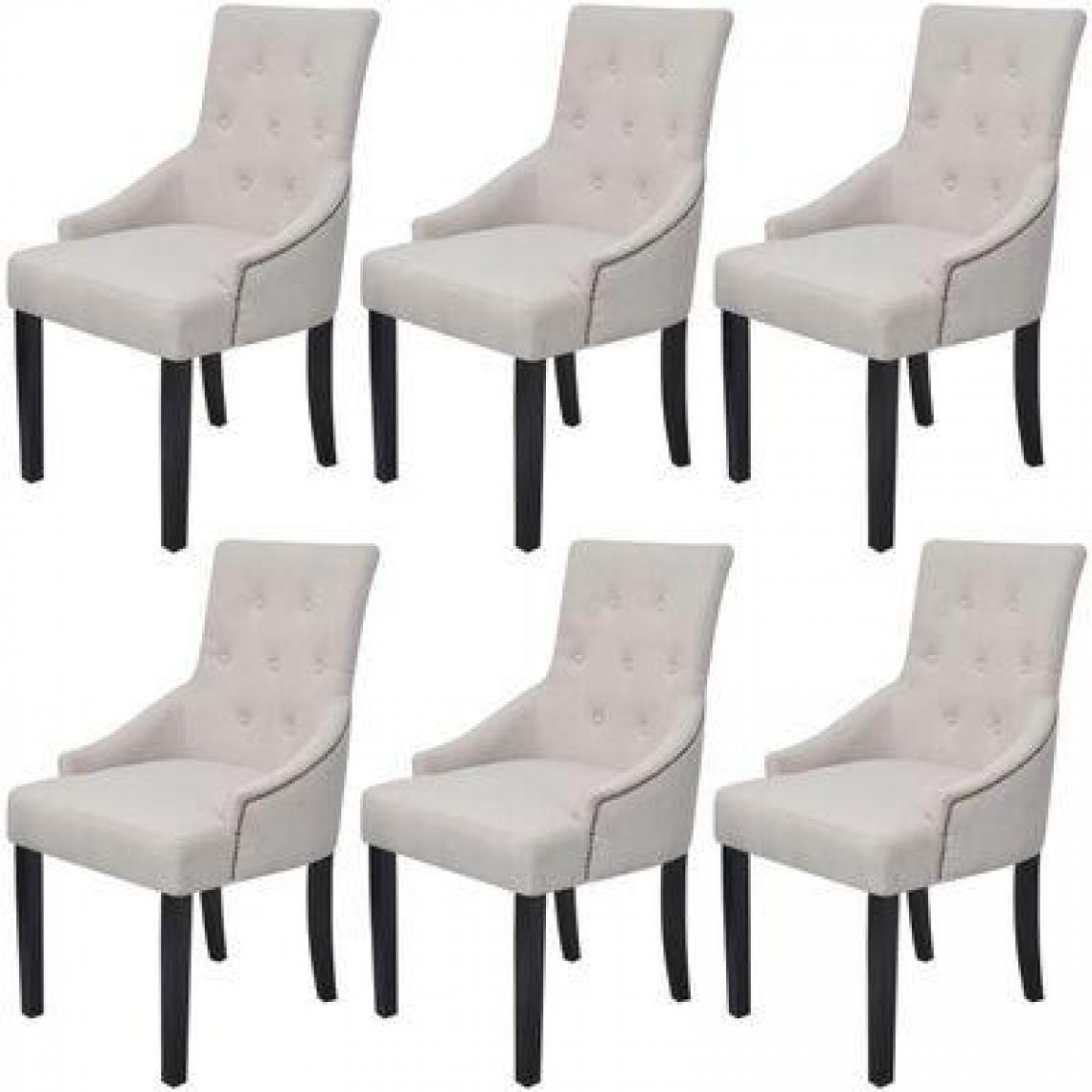 Decoshop26 - Lot de 6 chaises de salle à manger cuisine design luxueux et charmant en tissu gris crème CDS022430 - Chaises