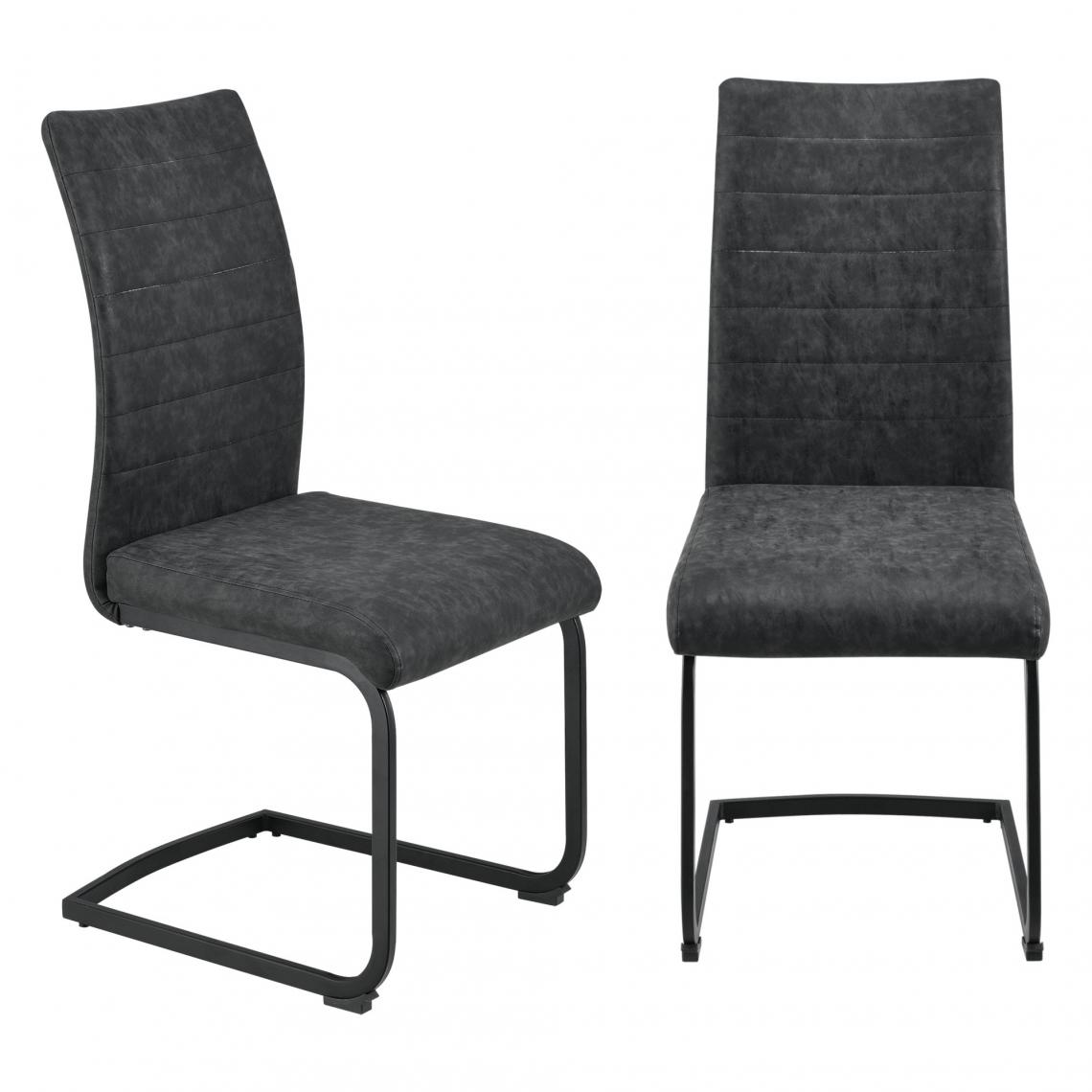 Helloshop26 - Lot de 2 chaises salle à manger sièges pieds robustes rembourrage imitation de daim noir 03_0005748 - Chaises