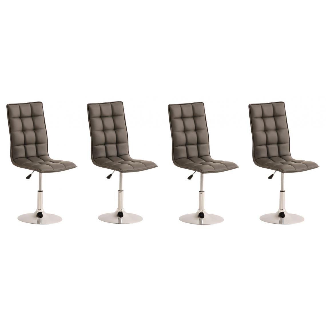 Decoshop26 - Lot de 4 chaises de salle à manger hauteur réglable en simili-cuir gris CDS10132 - Chaises