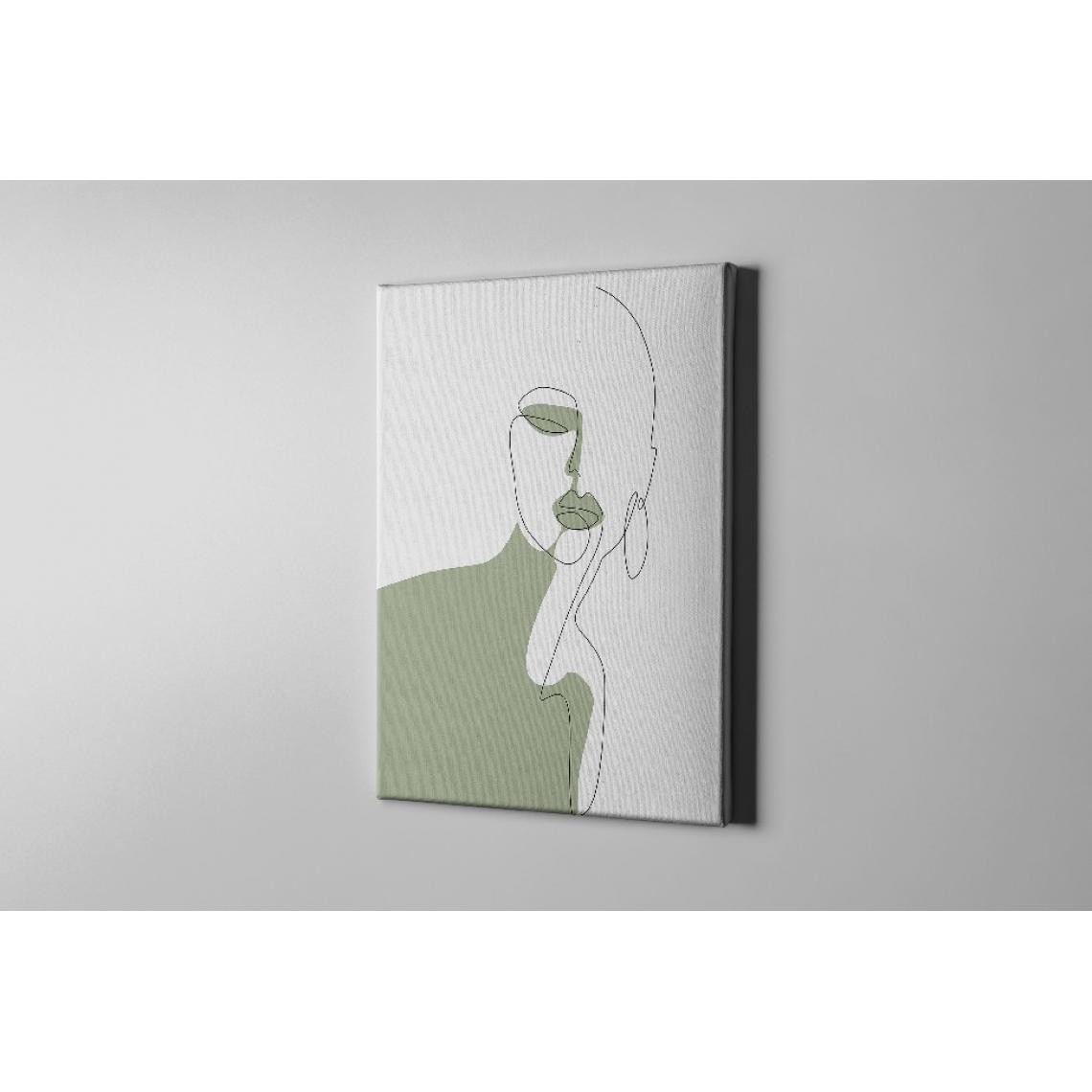 Homemania - HOMEMANIA Tableau sur toile Visage - Blanc, noir, vert - 100 x 3 x 150 cm - Tableaux, peintures