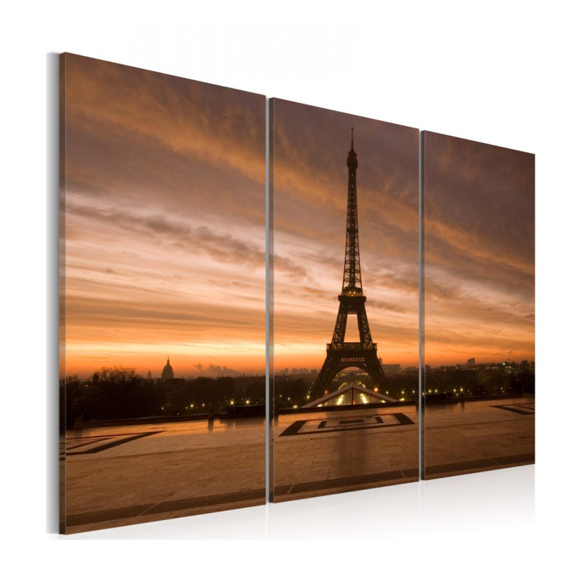 Artgeist - Tableau - Coucher de soleil sur la tour Eiffel 120x80 - Tableaux, peintures