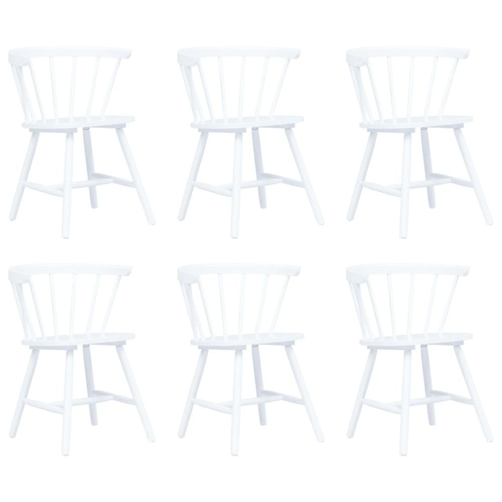 marque generique - Superbe Fauteuils et chaises selection San José 6 pcs Chaises de salle à manger Blanc Bois d'hévéa massif - Chaises