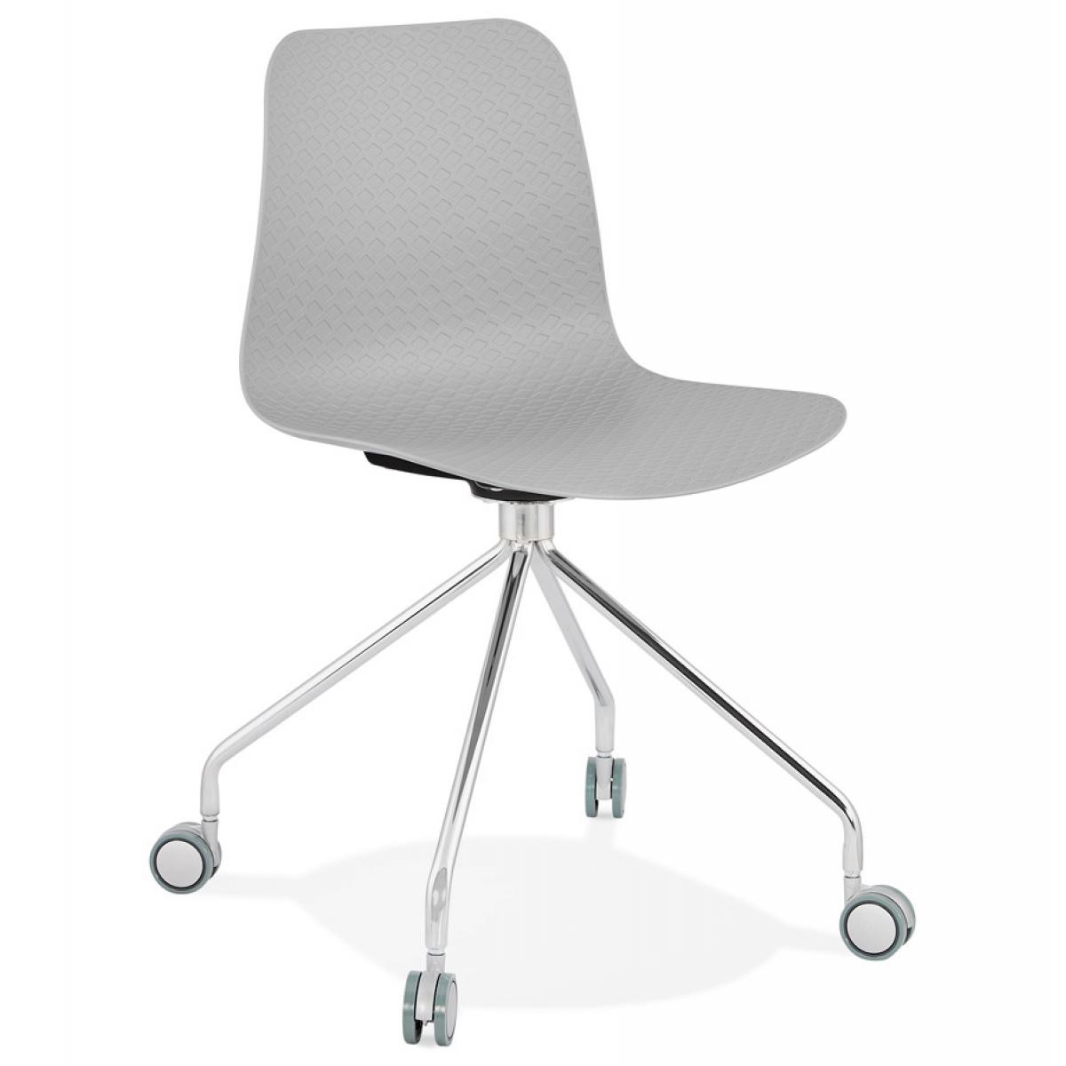 Alterego - Chaise design de bureau 'SLIK' grise sur roulettes - Chaises