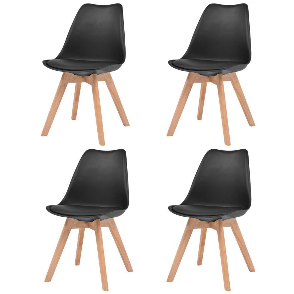 marque generique - Chic Fauteuils collection Honiara Chaise de salle à manger 4 pcs Similicuir Bois massif Noir - Chaises