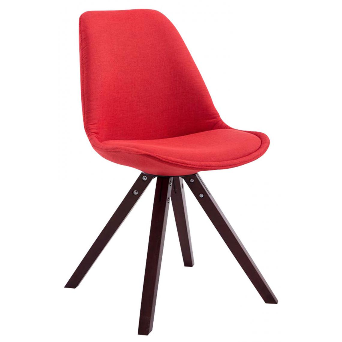 Icaverne - Admirable Chaise visiteur famille Katmandou tissu carré cappuccino (chêne) couleur rouge - Chaises