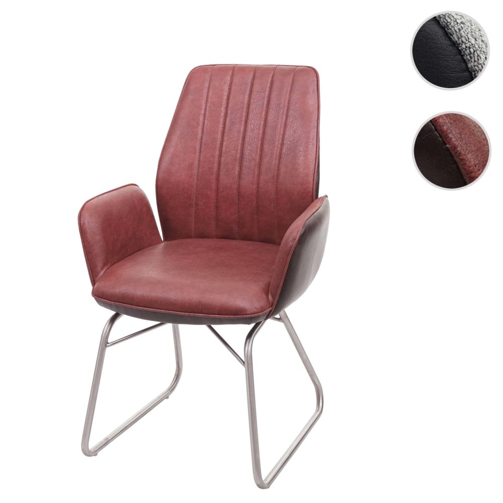 Mendler - Chaise de salle à manger HWC-G73, fauteuil, basculant, semi-cuir, tissu, acier inox brossé ~ brun, aspect daim - Chaises